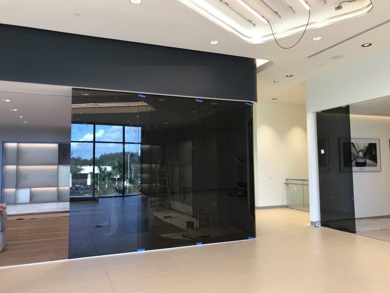 Interior glass wall