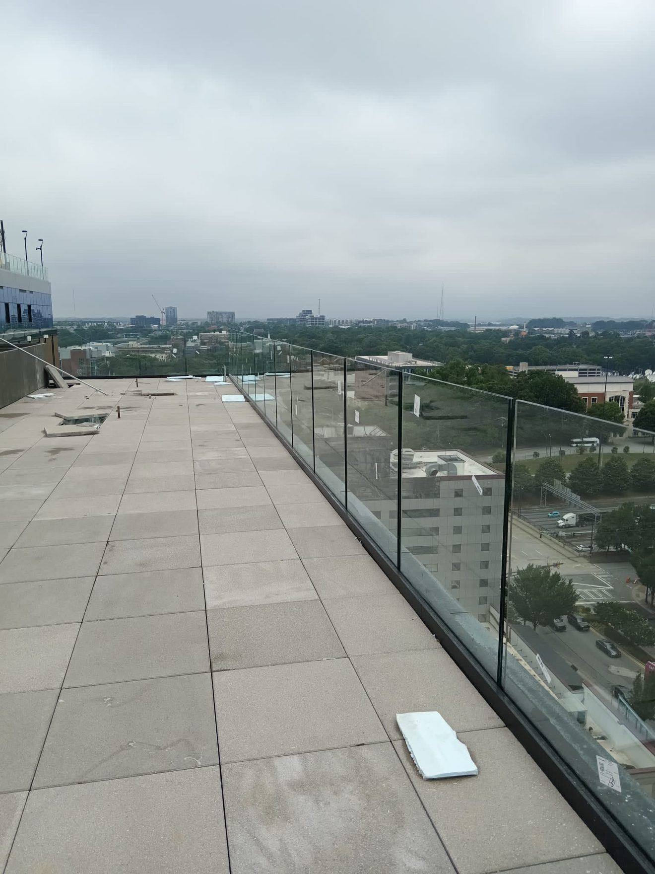 Rooftop terrace glass railing