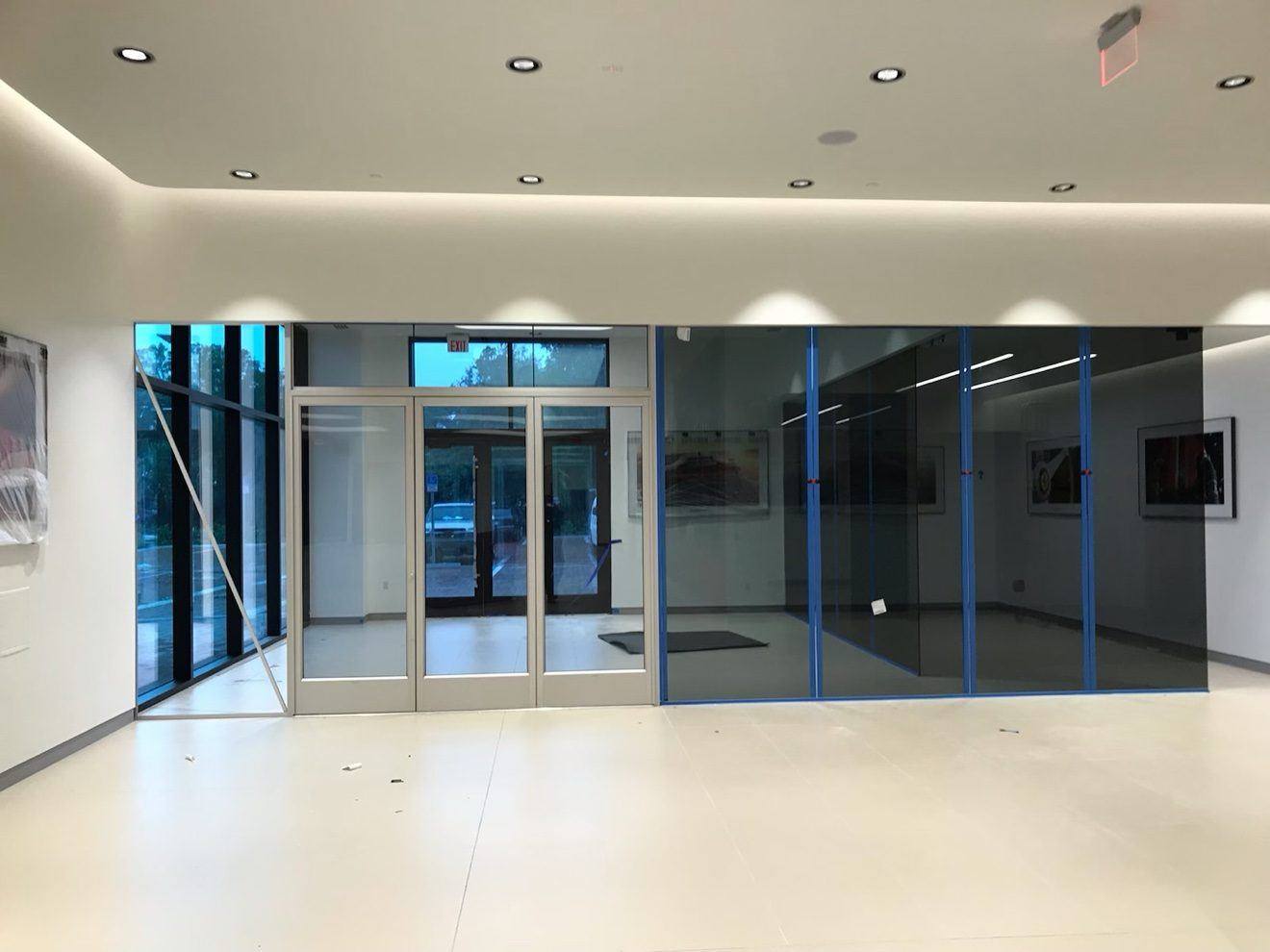 Interior glass entrance with glass doors